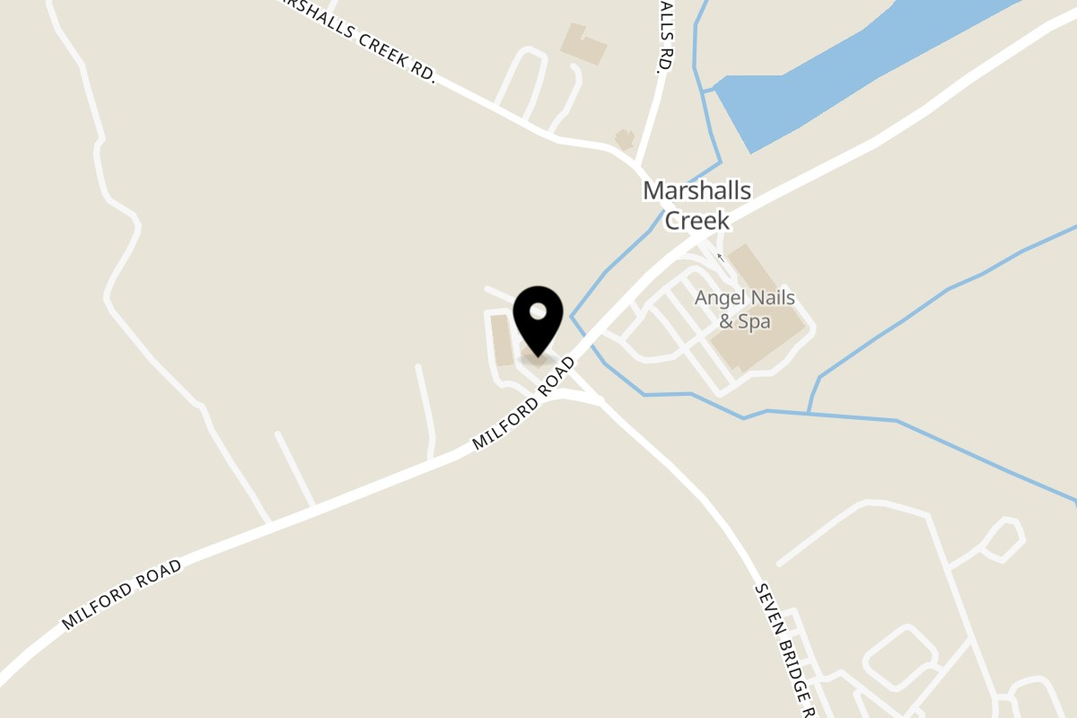 Map showing the location of K&S carribean cuisine on 2585 Milford Rd Suite 4 in East Stroudsburg